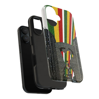 Togo Tough Phone Case — Durable Denim Look with Red Yellow Green Design - DiwaKi