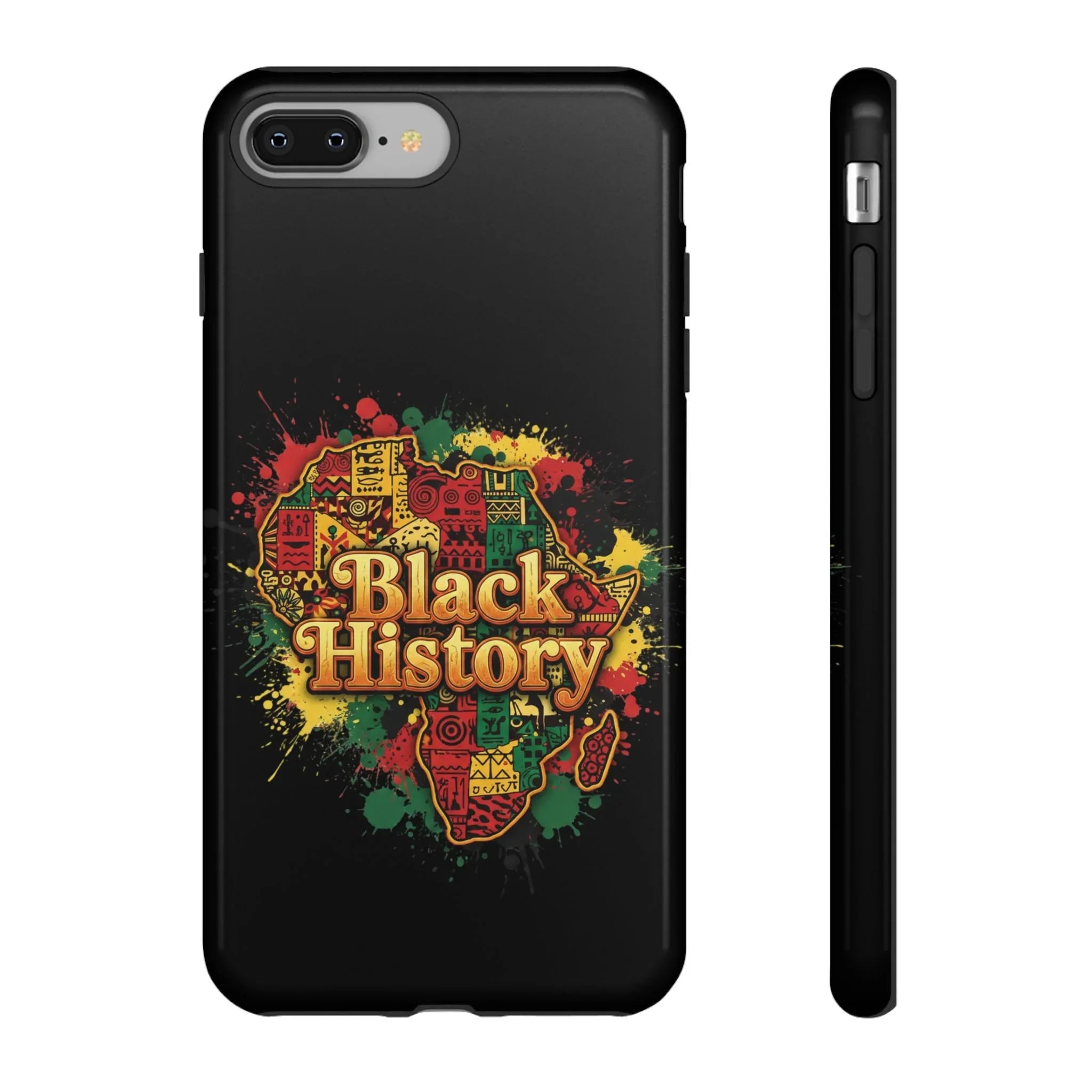 Black History Phone Case — Afrocentric Map Design, Bold Red‑Green‑Gold Splash - DiwaKi