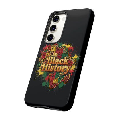 Black History Phone Case — Afrocentric Map Design, Bold Red‑Green‑Gold Splash - DiwaKi