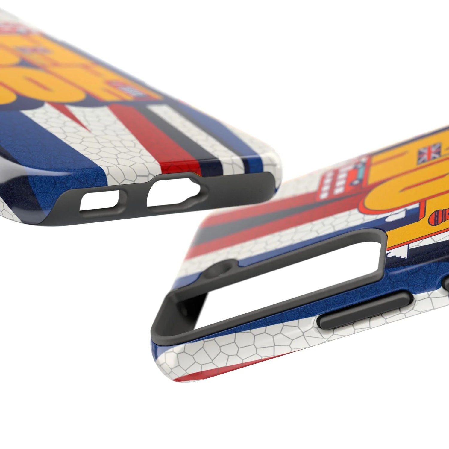 London Graphic Tough Phone Case – Retro Union Jack Travel Design - DiwaKi