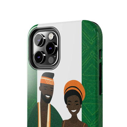 Tough Phone Case — Afrocentric Nigerian Couple Illustration, Protective Hard-Shell Phone Cover - DiwaKi