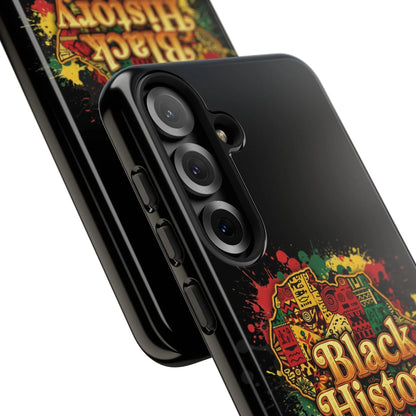 Black History Phone Case — Afrocentric Map Design, Bold Red‑Green‑Gold Splash - DiwaKi