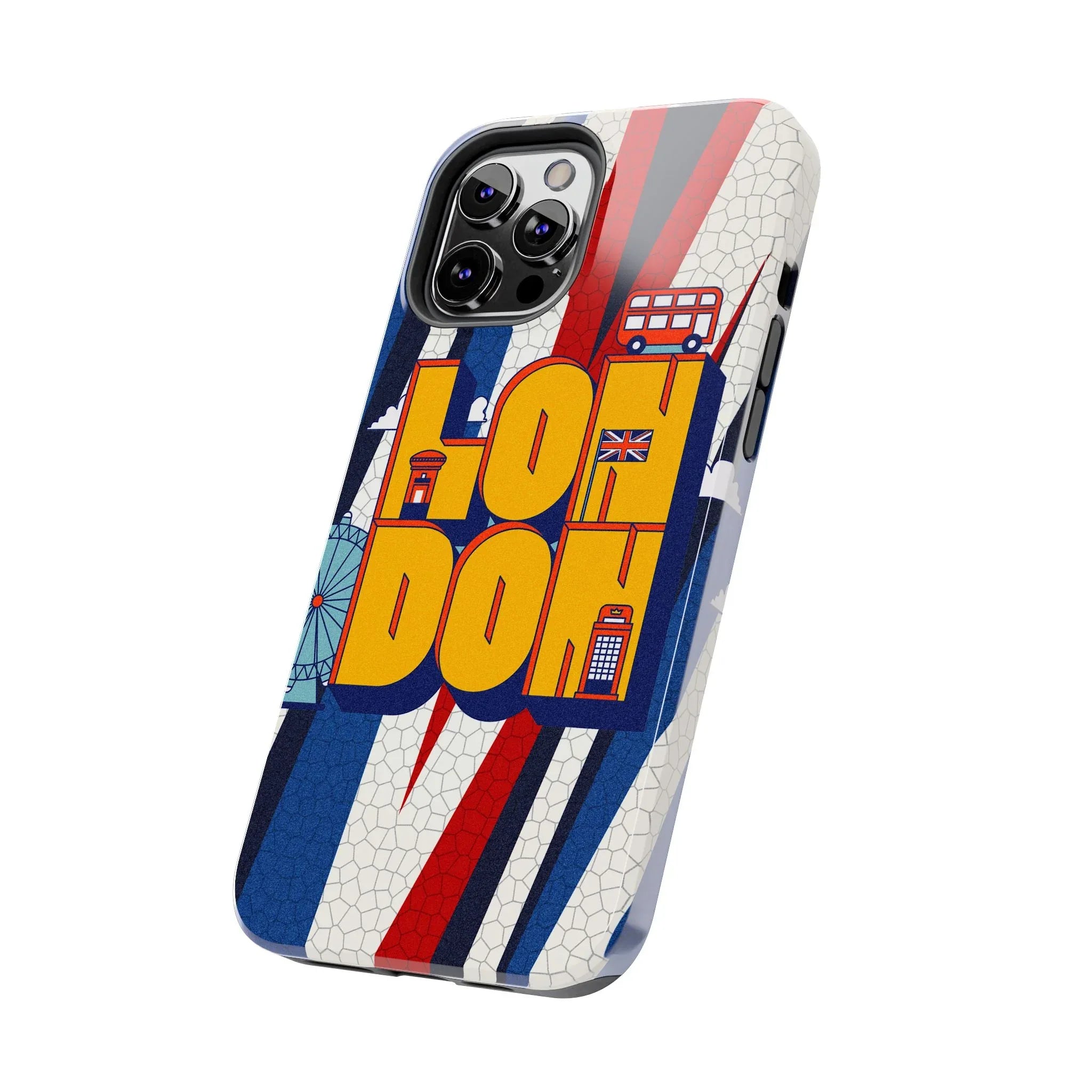 London Graphic Tough Phone Case – Retro Union Jack Travel Design - DiwaKi