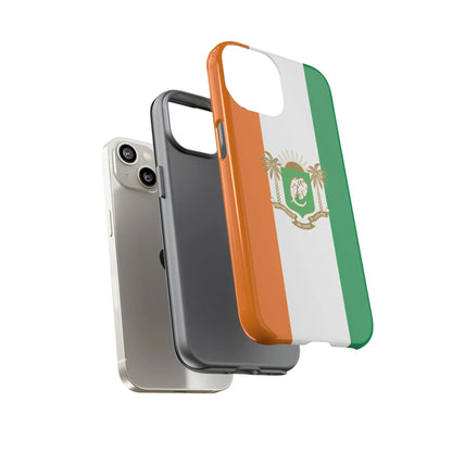 Ivory Coast Flag Tough Phone Case — Orange White Green Shield Crest - DiwaKi