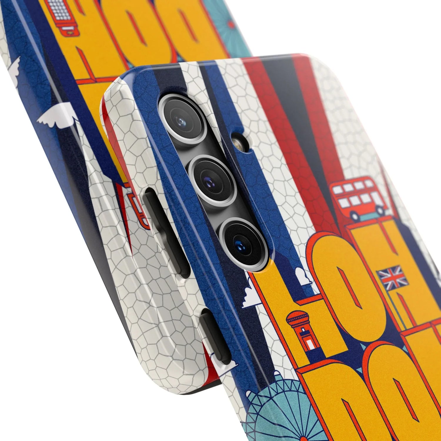 London Graphic Tough Phone Case – Retro Union Jack Travel Design - DiwaKi