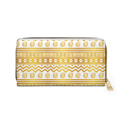 Bogolan mudcloth Gold Pattern Zipper Wallet - DiwaKi