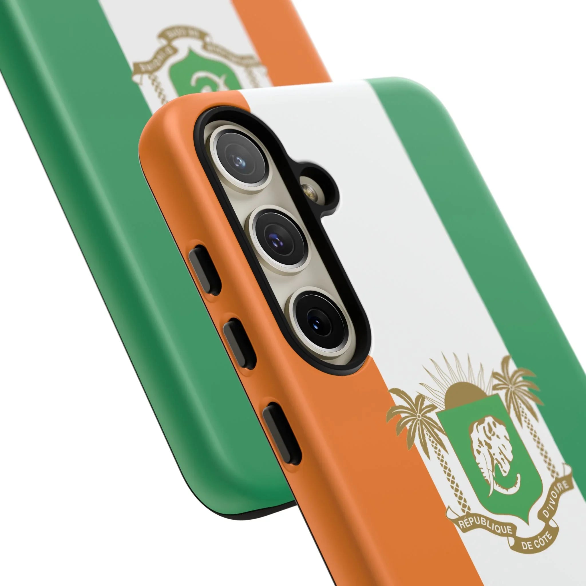 Ivory Coast Flag Tough Phone Case — Orange White Green Shield Crest - DiwaKi