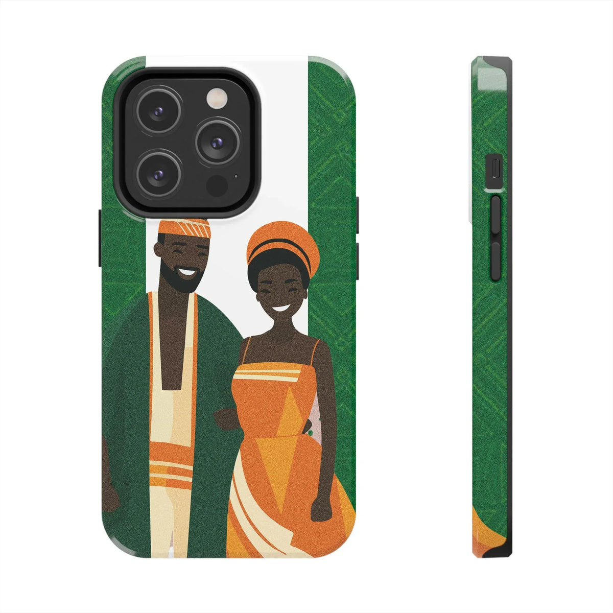 Tough Phone Case — Afrocentric Nigerian Couple Illustration, Protective Hard-Shell Phone Cover - DiwaKi