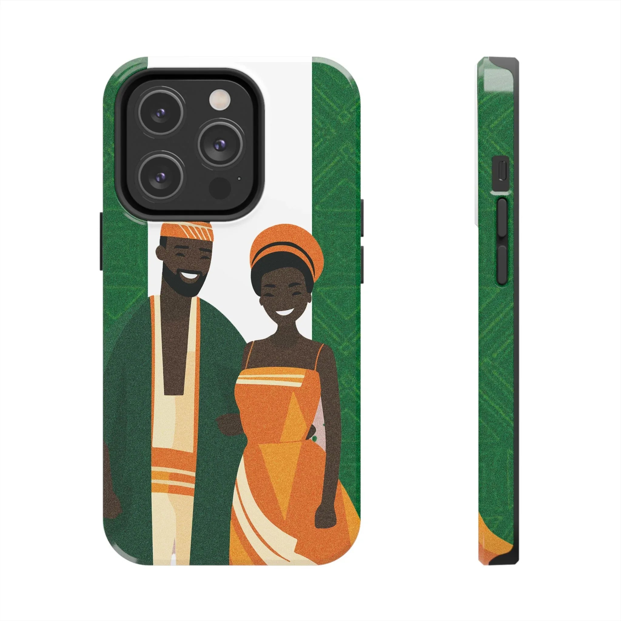 Tough Phone Case — Afrocentric Nigerian Couple Illustration, Protective Hard-Shell Phone Cover - DiwaKi