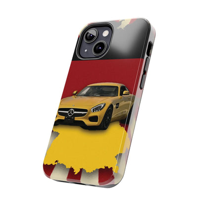 Mercedes Sports Car Tough Phone Case — Yellow GT on Red &amp; Black Background - DiwaKi