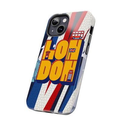 London Graphic Tough Phone Case – Retro Union Jack Travel Design - DiwaKi