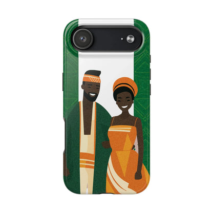 Tough Phone Case — Afrocentric Nigerian Couple Illustration, Protective Hard-Shell Phone Cover - DiwaKi