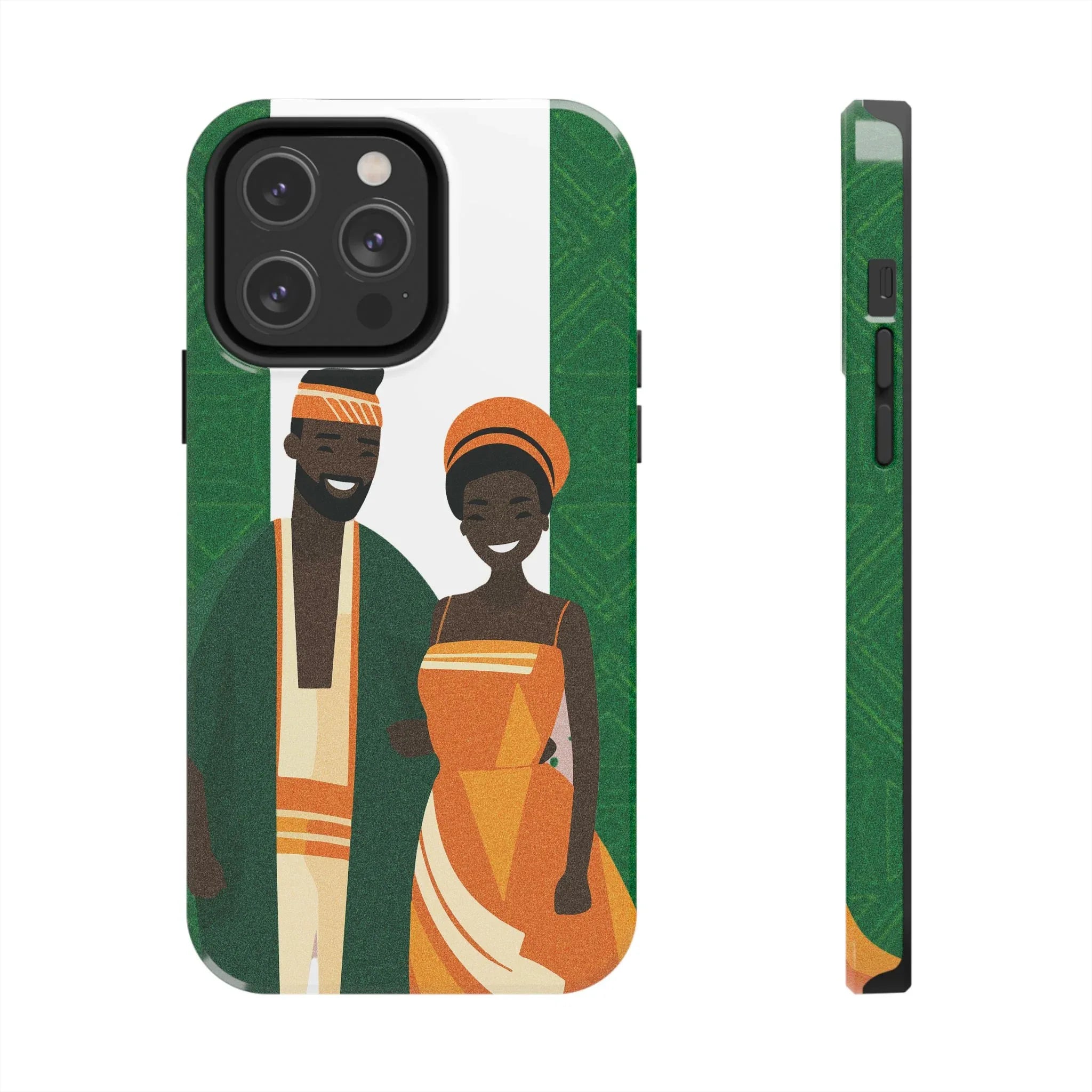 Tough Phone Case — Afrocentric Nigerian Couple Illustration, Protective Hard-Shell Phone Cover - DiwaKi