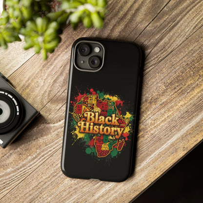 Black History Phone Case — Afrocentric Map Design, Bold Red‑Green‑Gold Splash - DiwaKi