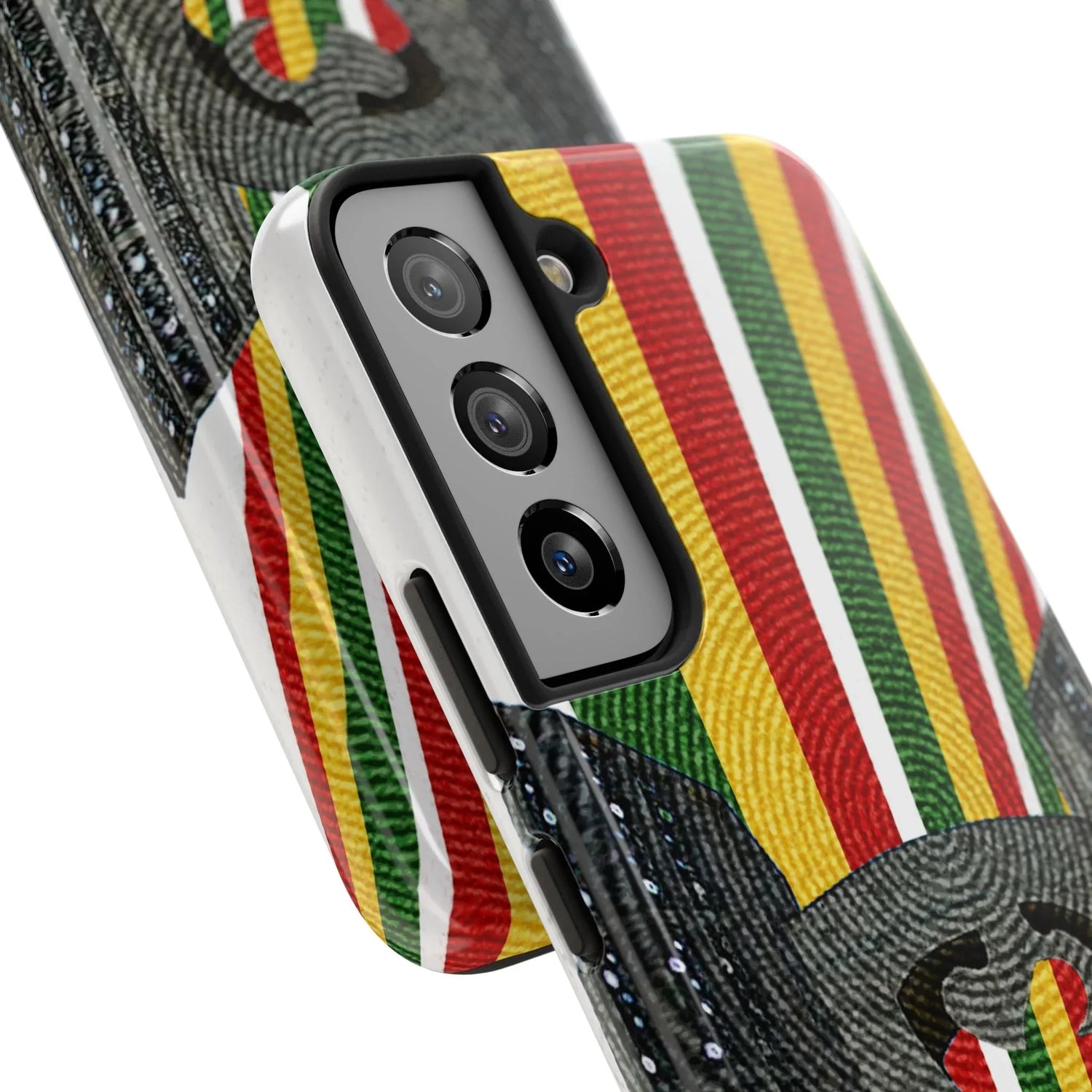 Togo Tough Phone Case — Durable Denim Look with Red Yellow Green Design - DiwaKi