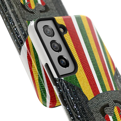 Togo Tough Phone Case — Durable Denim Look with Red Yellow Green Design - DiwaKi