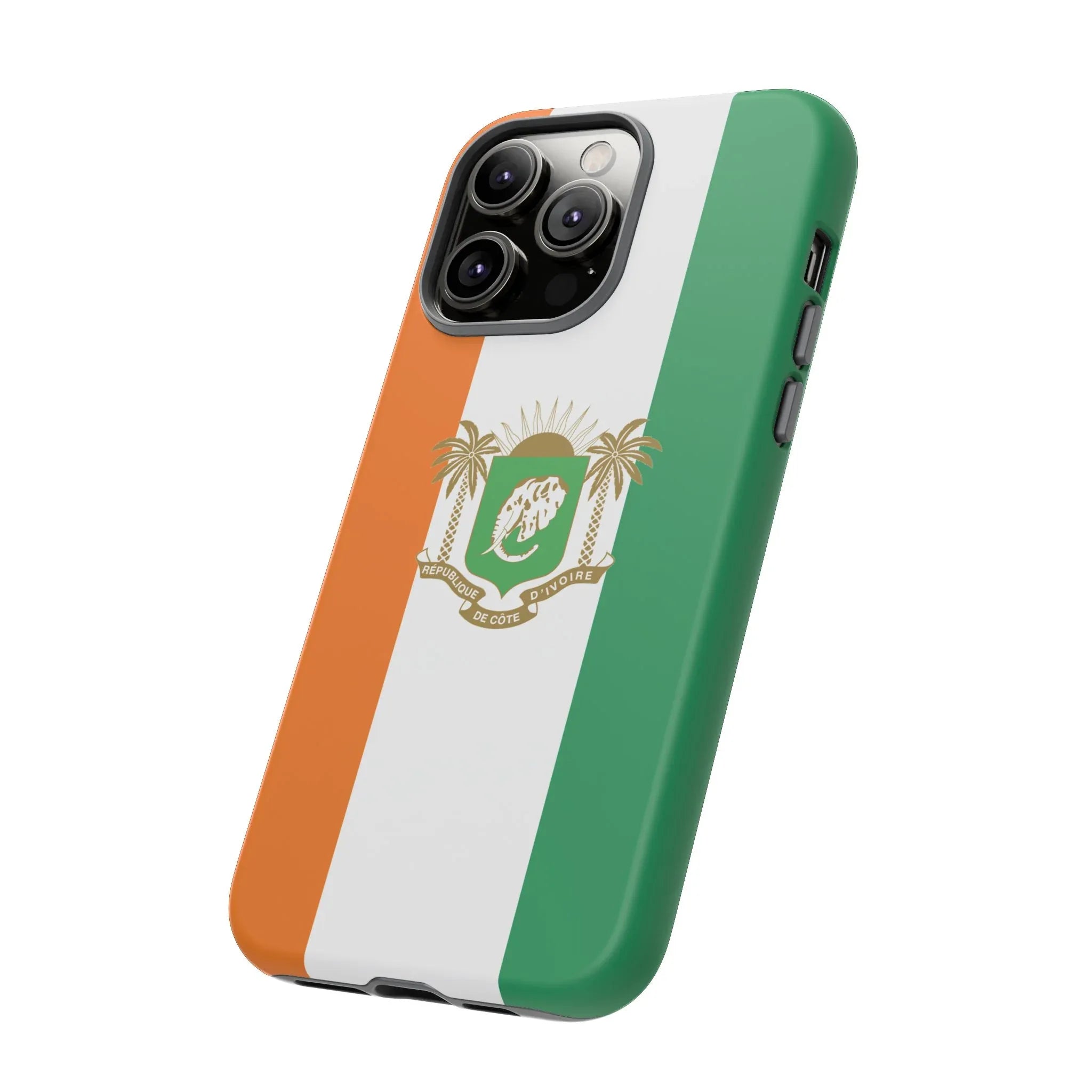 Ivory Coast Flag Tough Phone Case — Orange White Green Shield Crest - DiwaKi