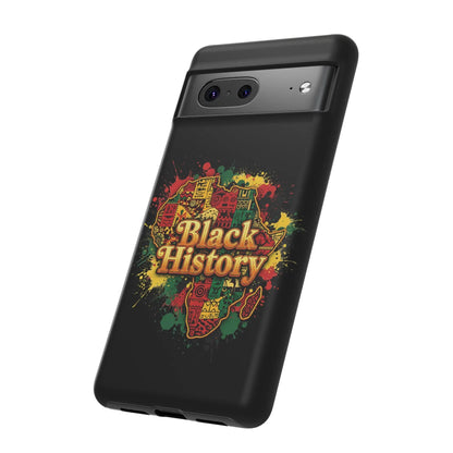 Black History Phone Case — Afrocentric Map Design, Bold Red‑Green‑Gold Splash - DiwaKi