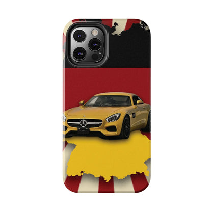 Mercedes Sports Car Tough Phone Case — Yellow GT on Red &amp; Black Background - DiwaKi