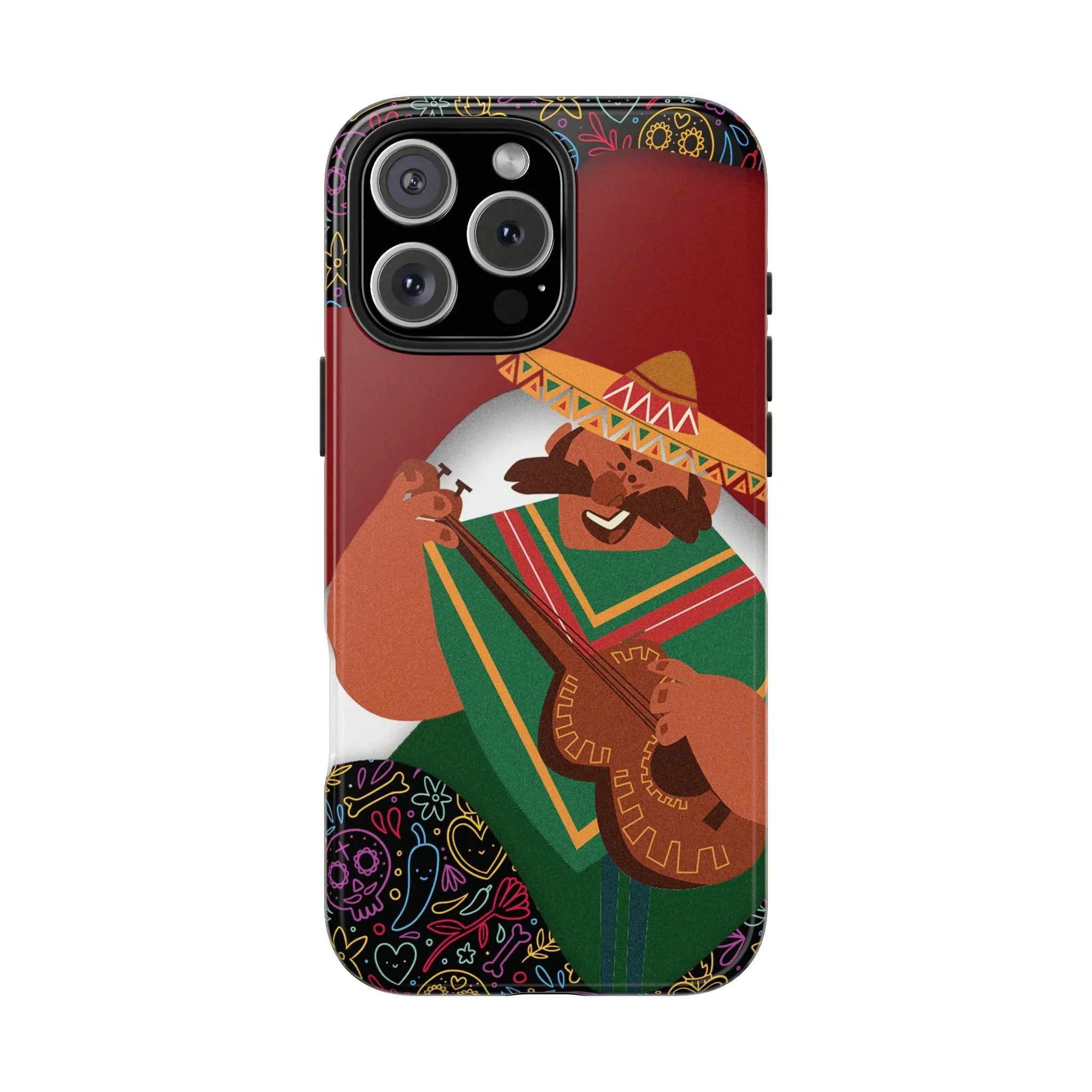 Mexico Mariachi Guitarist Tough Phone Case — Colorful Mexican Folk Art iPhone Cover - DiwaKi