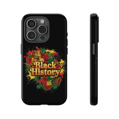 Black History Phone Case — Afrocentric Map Design, Bold Red‑Green‑Gold Splash - DiwaKi