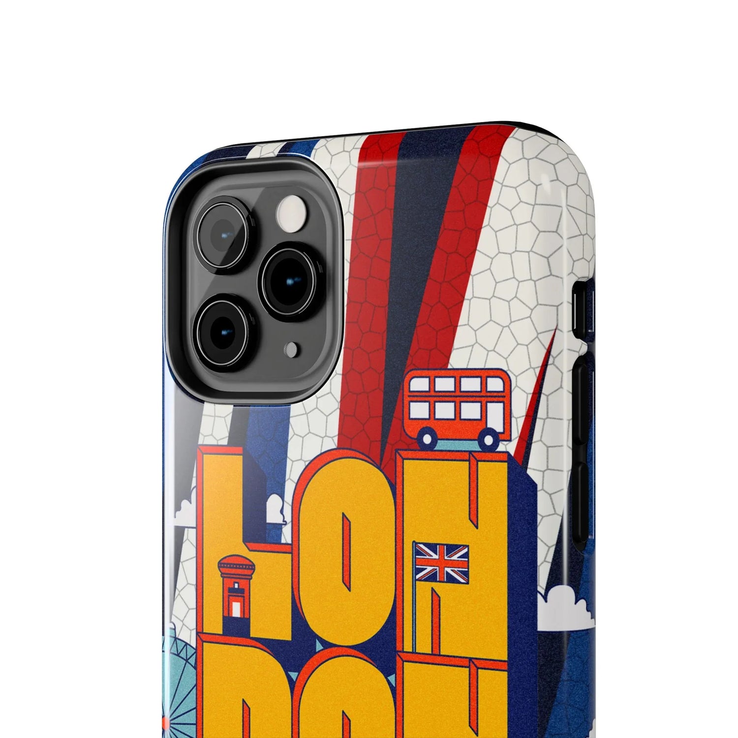 London Graphic Tough Phone Case – Retro Union Jack Travel Design - DiwaKi