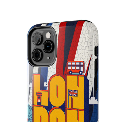 London Graphic Tough Phone Case – Retro Union Jack Travel Design - DiwaKi