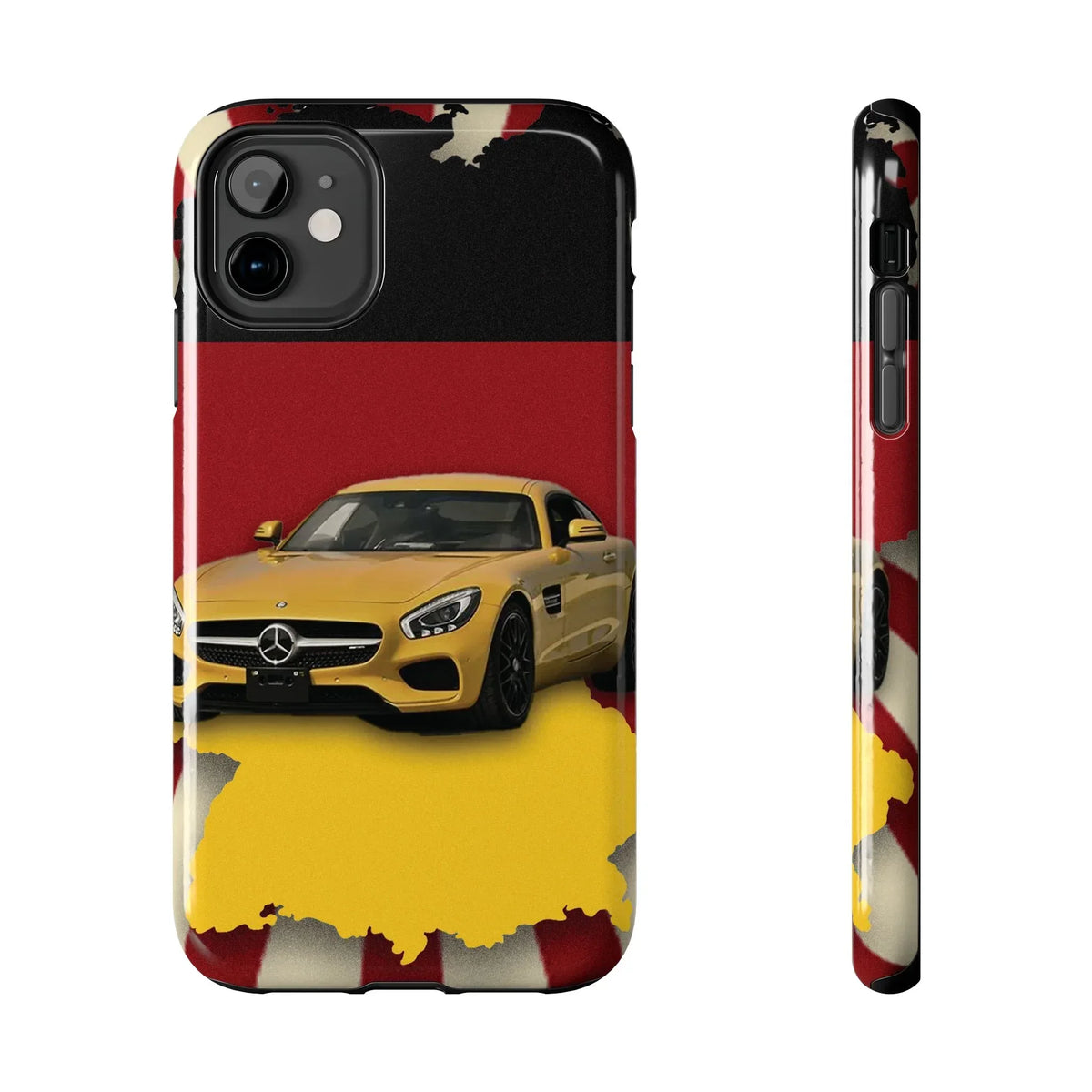 Mercedes Sports Car Tough Phone Case — Yellow GT on Red &amp; Black Background - DiwaKi