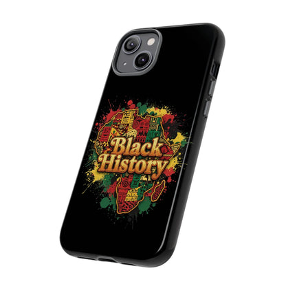 Black History Phone Case — Afrocentric Map Design, Bold Red‑Green‑Gold Splash - DiwaKi