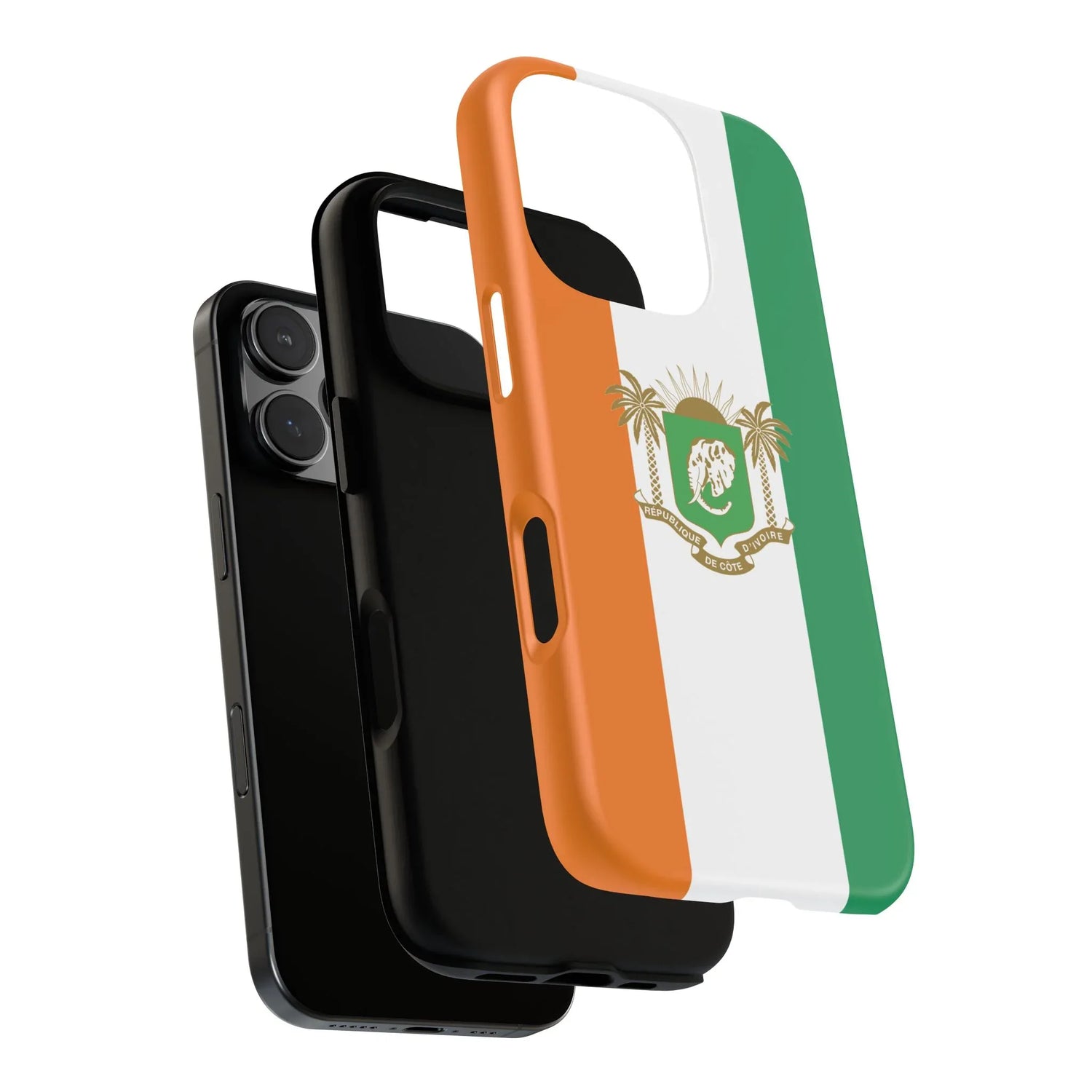 Ivory Coast Flag Tough Phone Case — Orange White Green Shield Crest - DiwaKi