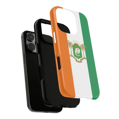 Ivory Coast Flag Tough Phone Case — Orange White Green Shield Crest - DiwaKi