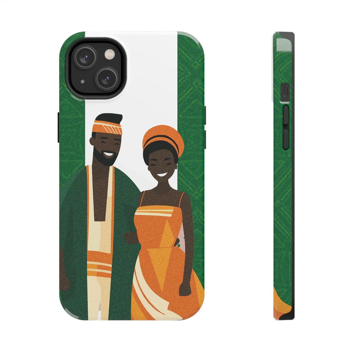 Tough Phone Case — Afrocentric Nigerian Couple Illustration, Protective Hard-Shell Phone Cover - DiwaKi
