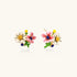 Colorful floral cluster stud earrings with pink blooms, white daisies, yellow accents on gold-plated brass base