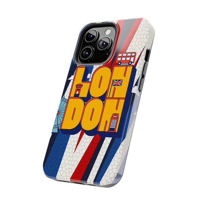 London Graphic Tough Phone Case – Retro Union Jack Travel Design - DiwaKi