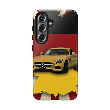 Mercedes Sports Car Tough Phone Case — Yellow GT on Red &amp; Black Background - DiwaKi