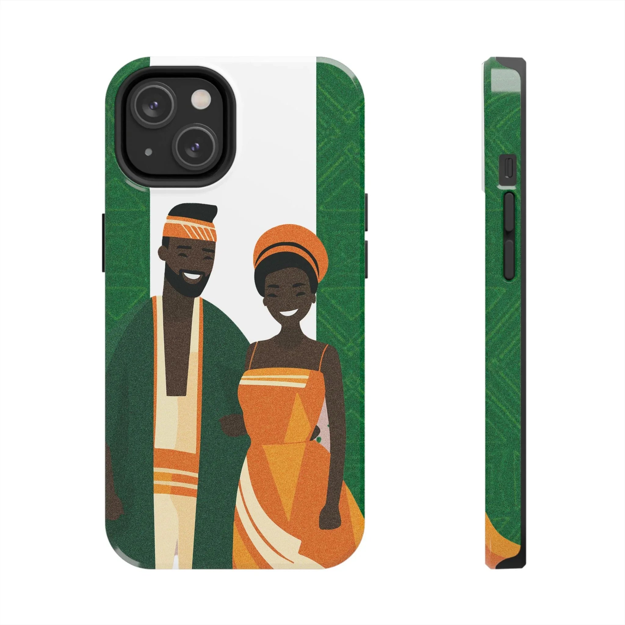 Tough Phone Case — Afrocentric Nigerian Couple Illustration, Protective Hard-Shell Phone Cover - DiwaKi