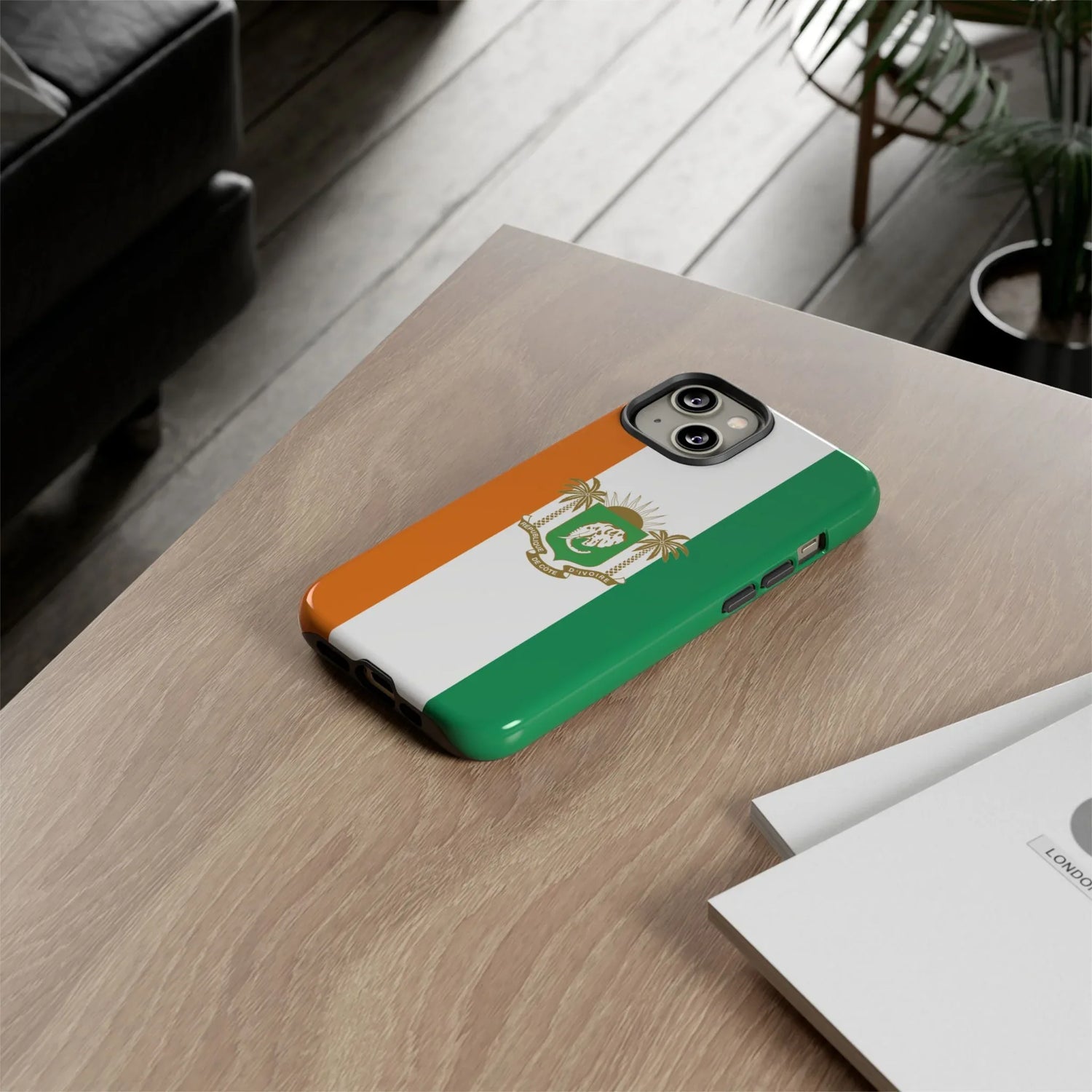 Ivory Coast Flag Tough Phone Case — Orange White Green Shield Crest - DiwaKi