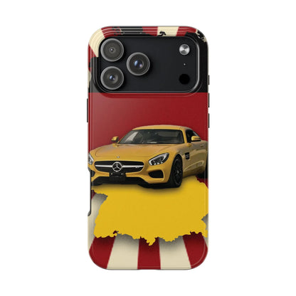 Mercedes Sports Car Tough Phone Case — Yellow GT on Red &amp; Black Background - DiwaKi