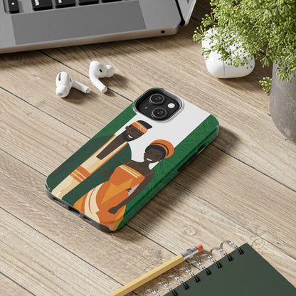 Tough Phone Case — Afrocentric Nigerian Couple Illustration, Protective Hard-Shell Phone Cover - DiwaKi