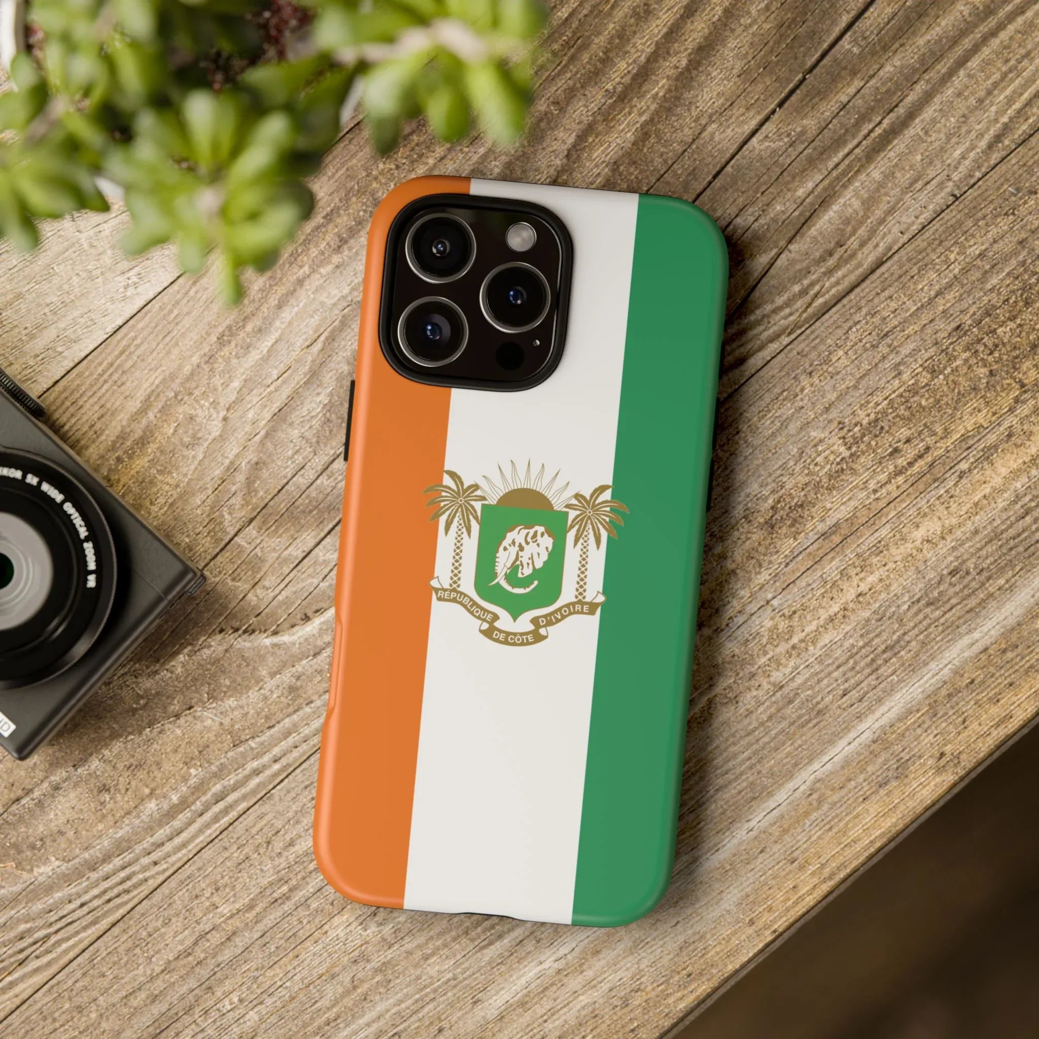 Ivory Coast Flag Tough Phone Case — Orange White Green Shield Crest - DiwaKi