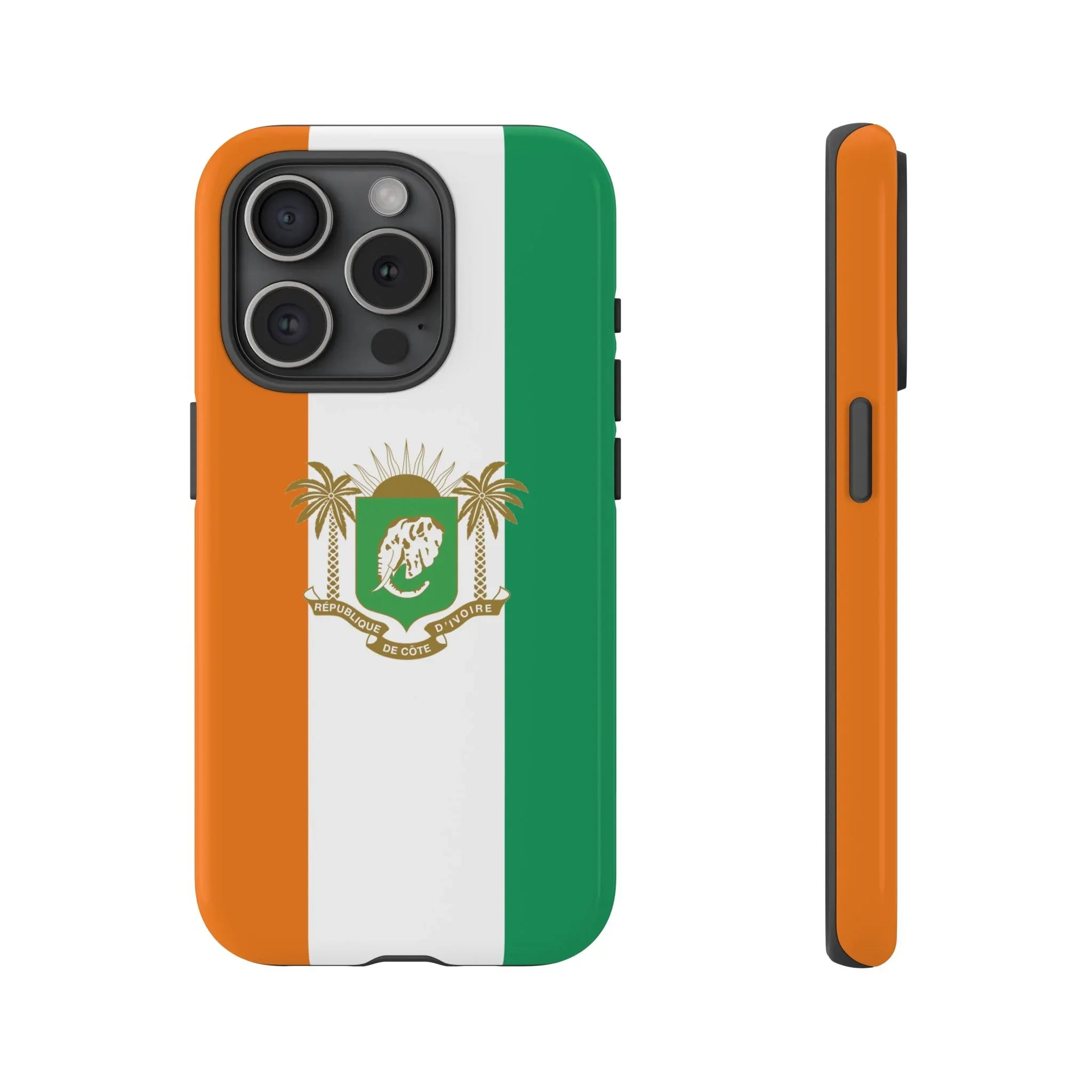 Ivory Coast Flag Tough Phone Case — Orange White Green Shield Crest - DiwaKi