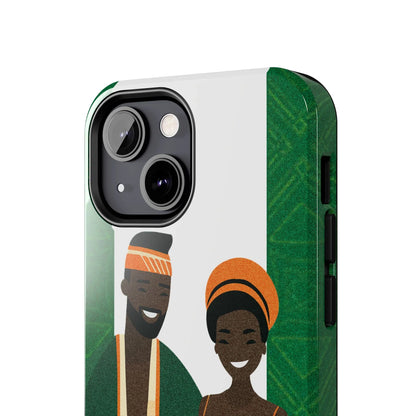 Tough Phone Case — Afrocentric Nigerian Couple Illustration, Protective Hard-Shell Phone Cover - DiwaKi