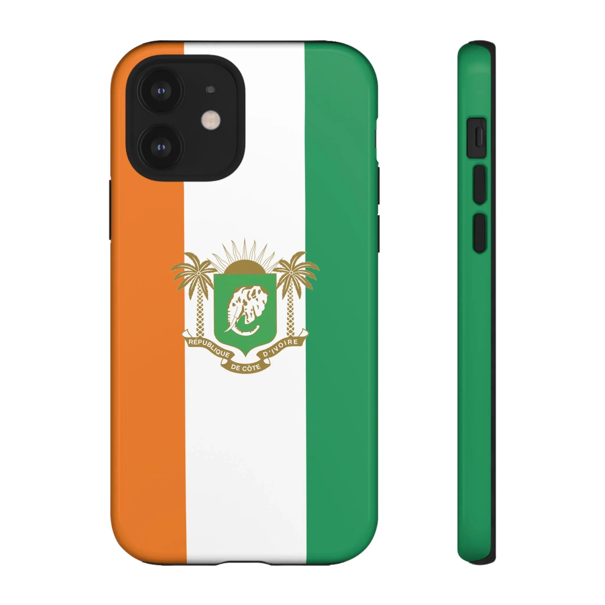 Ivory Coast Flag Tough Phone Case — Orange White Green Shield Crest - DiwaKi
