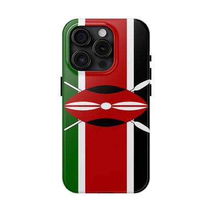 Kenya Flag Tough Phone Case — Protective Tribal Shield Design - DiwaKi