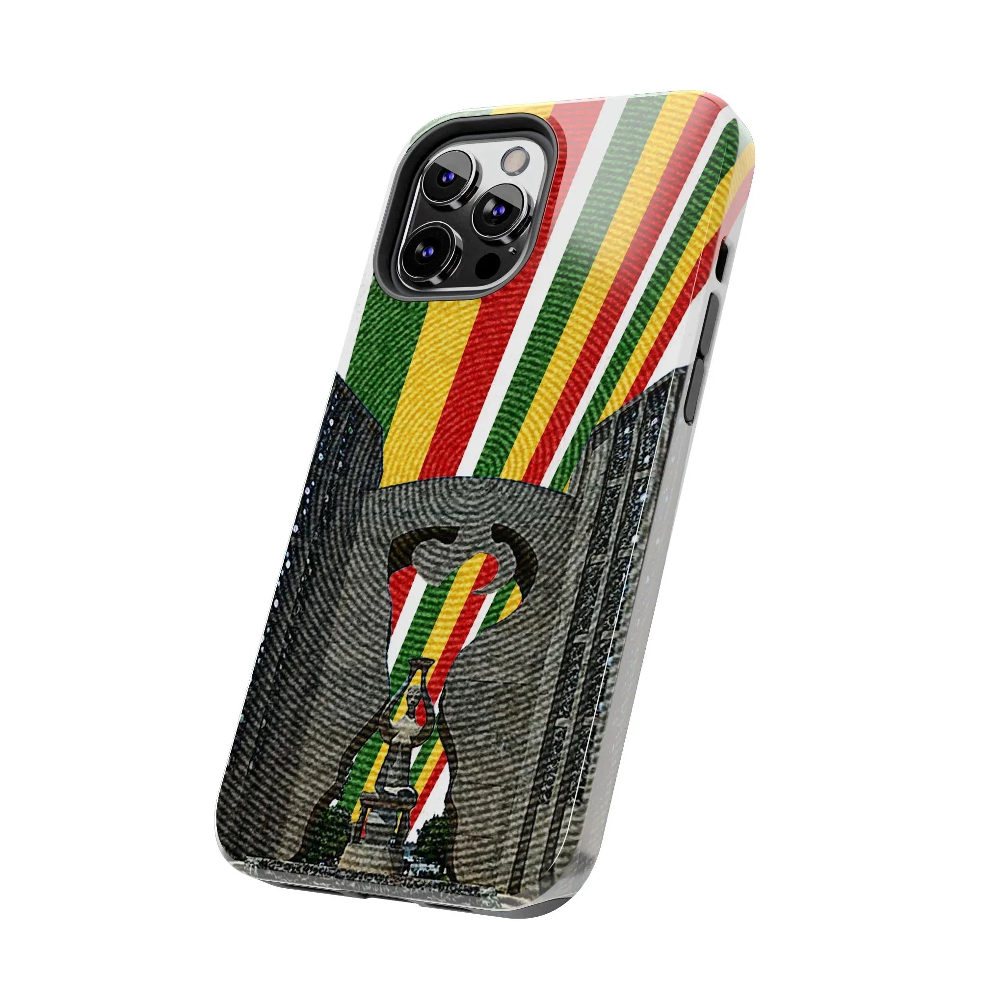 Togo Tough Phone Case — Durable Denim Look with Red Yellow Green Design - DiwaKi