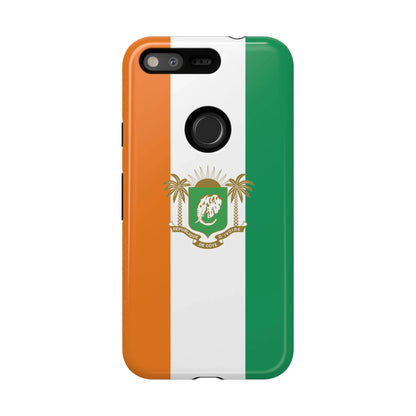 Ivory Coast Flag Tough Phone Case — Orange White Green Shield Crest - DiwaKi