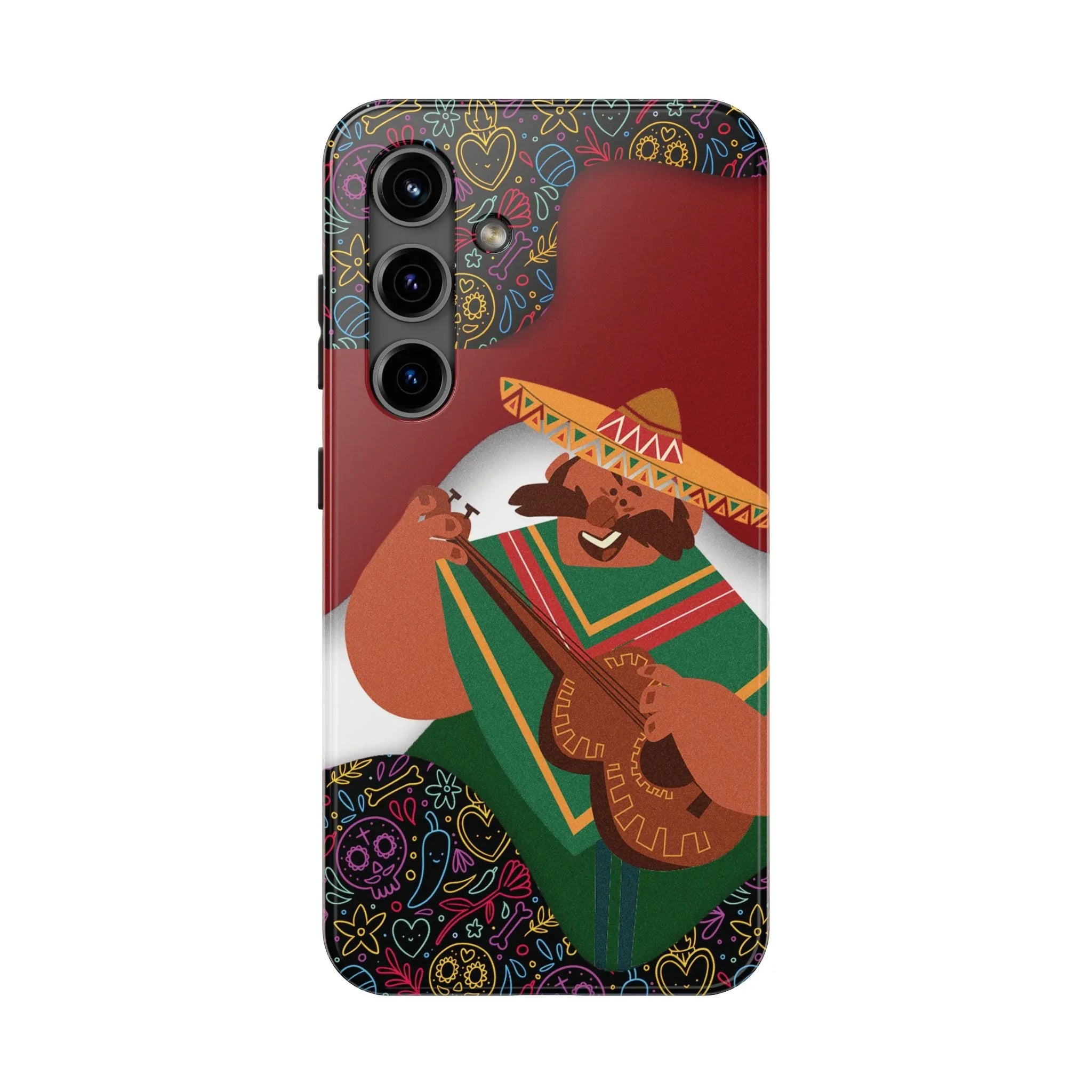 Mexico Mariachi Guitarist Tough Phone Case — Colorful Mexican Folk Art iPhone Cover - DiwaKi