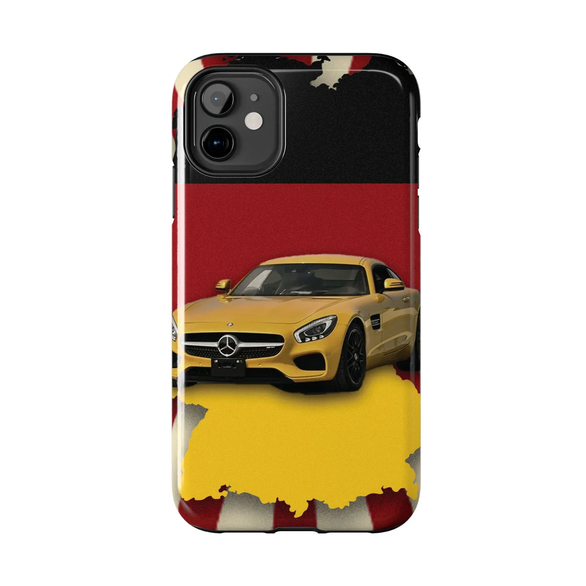 Mercedes Sports Car Tough Phone Case — Yellow GT on Red &amp; Black Background - DiwaKi