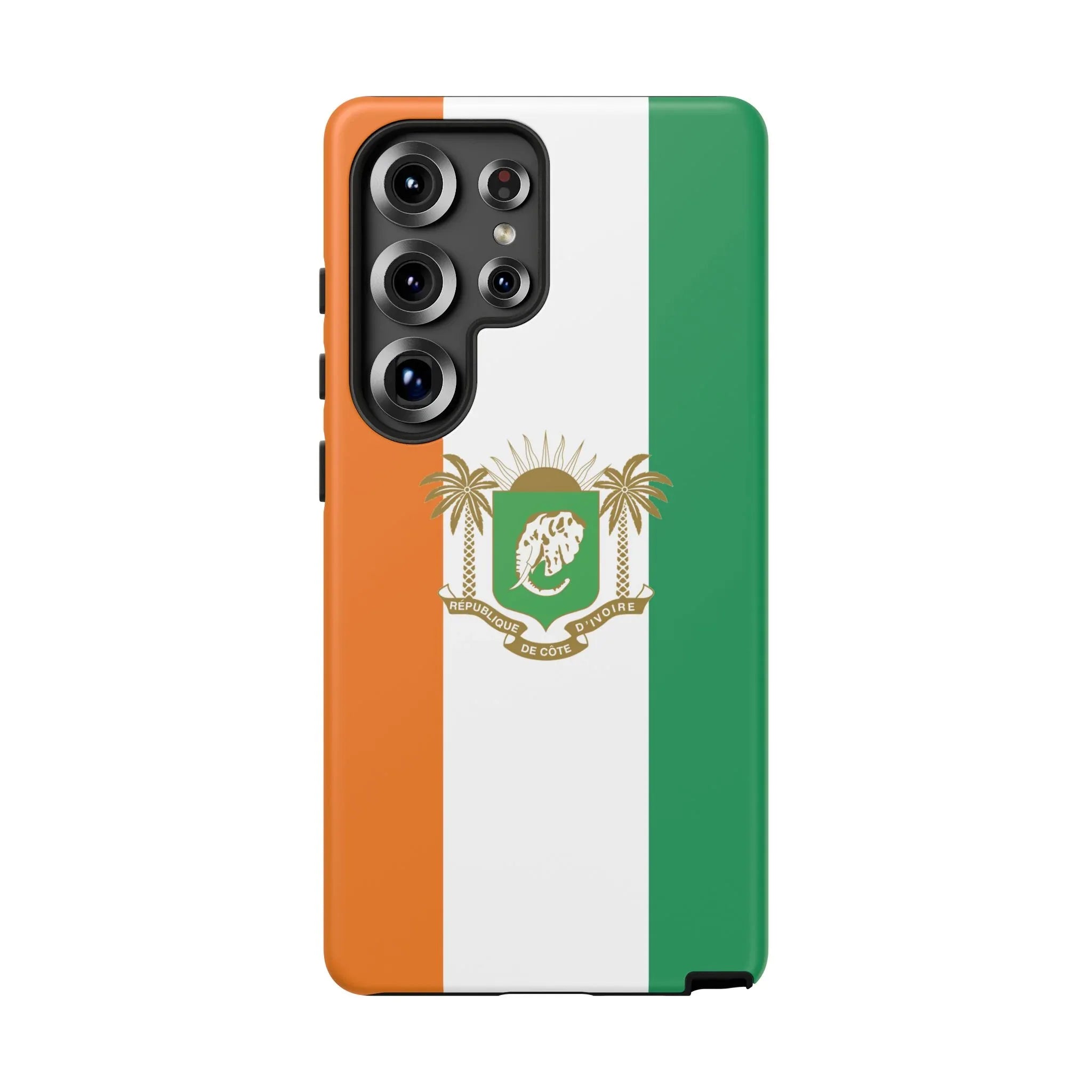 Ivory Coast Flag Tough Phone Case — Orange White Green Shield Crest - DiwaKi