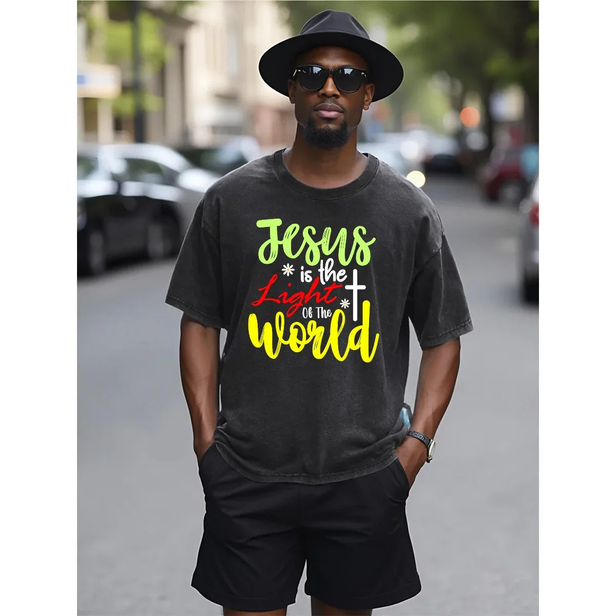 Unisex Heavyweight T-shirt Jesus is the light - DiwaKi